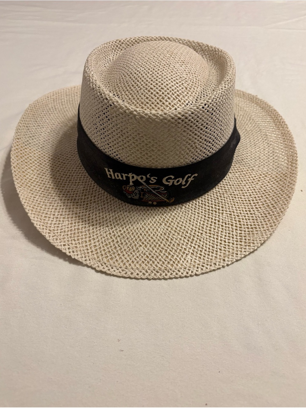 Vintage Imperial Headwear Straw Golf Hat Gambler Wide Brim Mens L/XL Made in USA